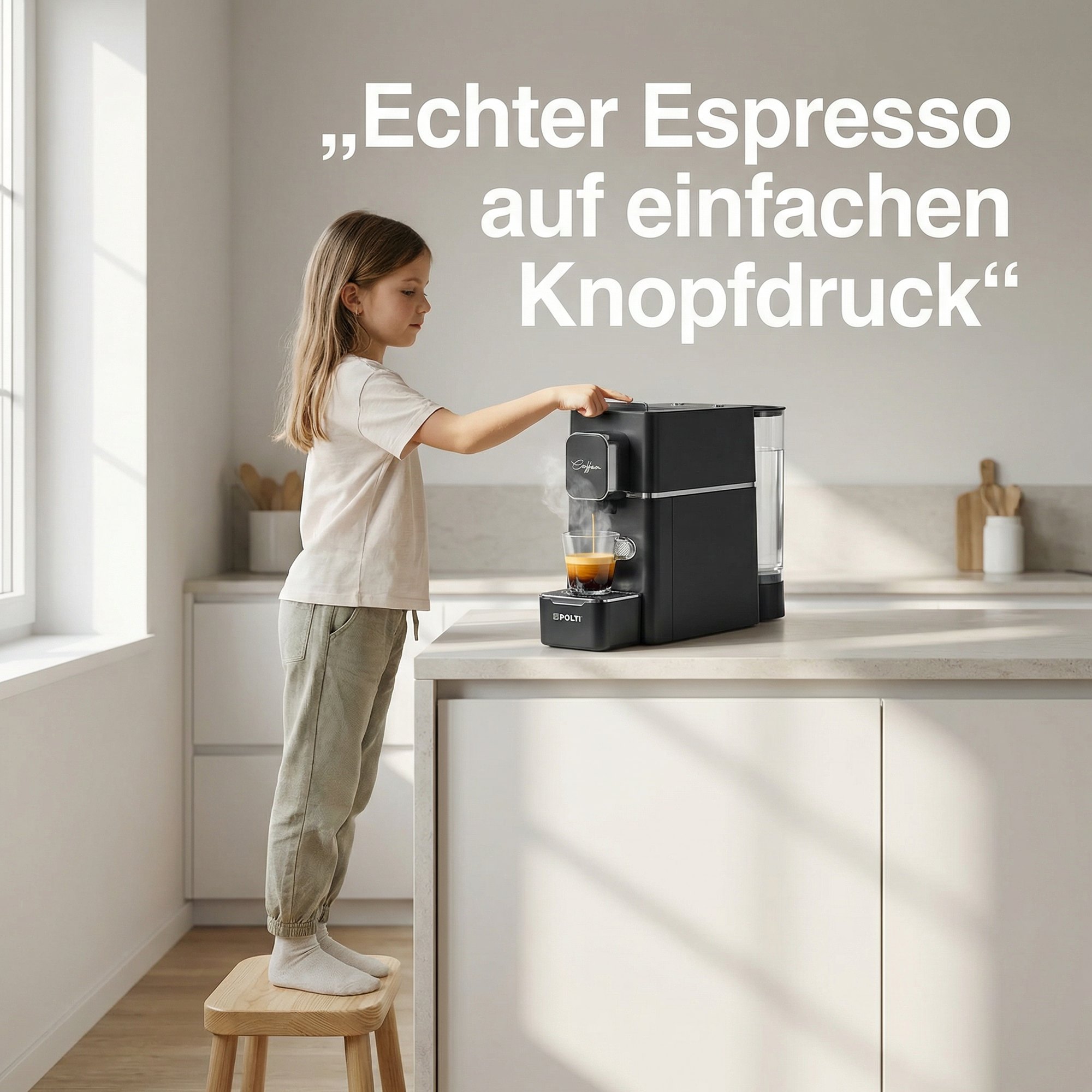 Kinderleicht — „Echter Espresso auf einfachen Knopfdruck.“